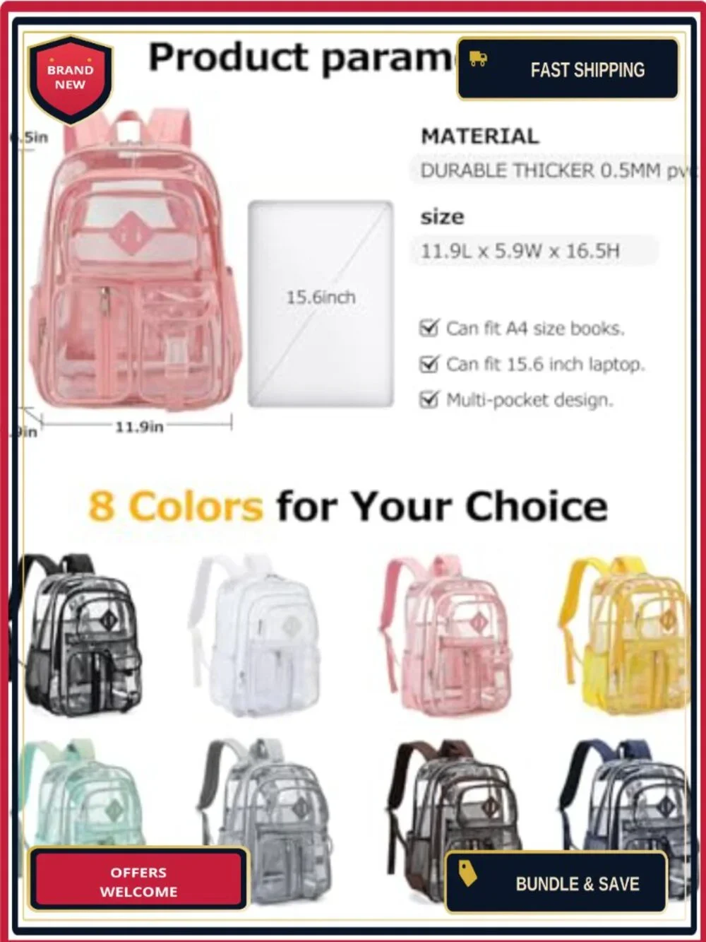 N/A clear backpack
